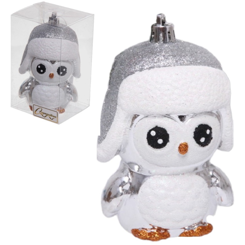 Ёлочная игрушка "Новогодний пингвин" 7*6*11 см, серебро 916-0694