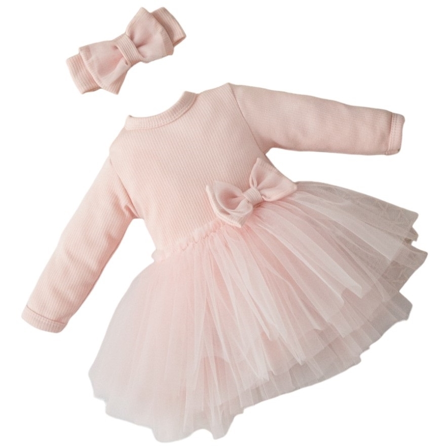 Платье-боди 62-68 "Трио" юбка сетка +повязкой на голову св.розовый 466.788.2(ПР-Тр)-22