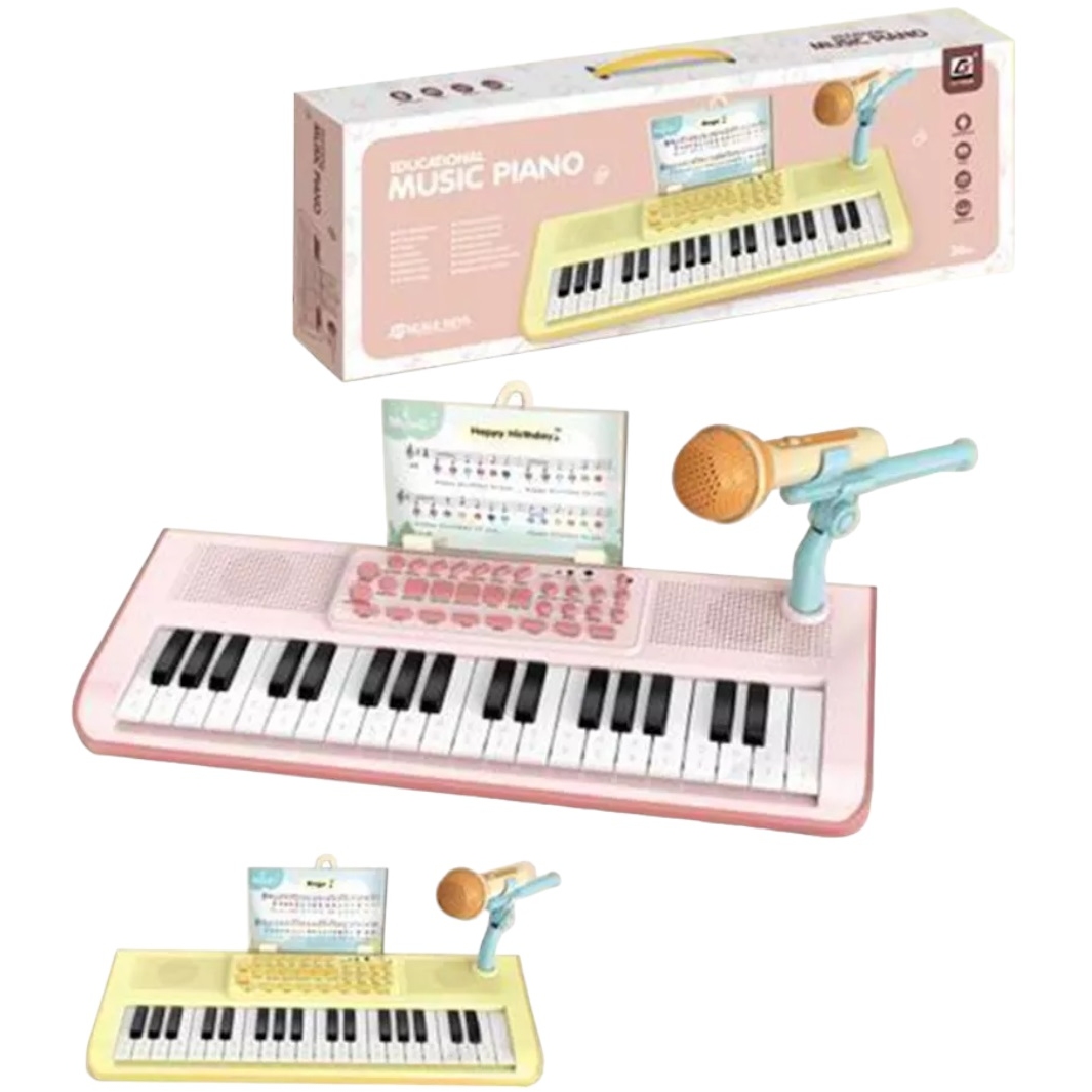 Игрушка музыкальная: Синтезатор, 37 клавиш, микрофон, USB кабель, встр. акк-р 3,7 V, в ассорт., коробка CY-7094B