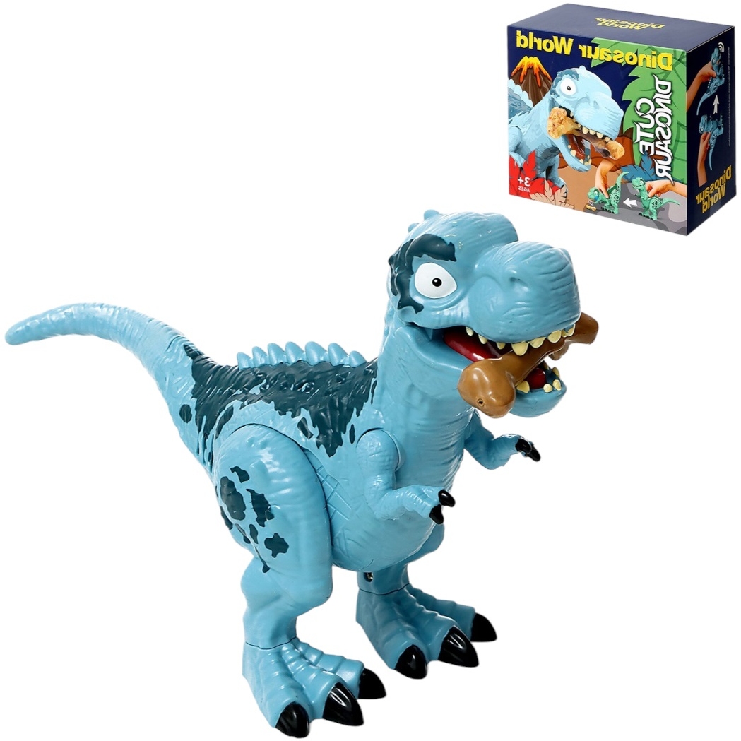 Динозавр "Рекс" с косточкой, работает от батареек, свет и звук, цвет синий 9577544
