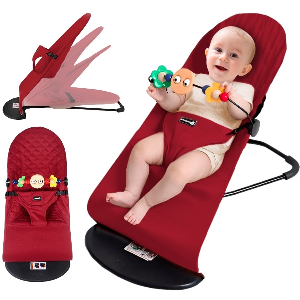 Шезлонг детский для новорожденных, бордовый ТМ Крошка Я 9871038