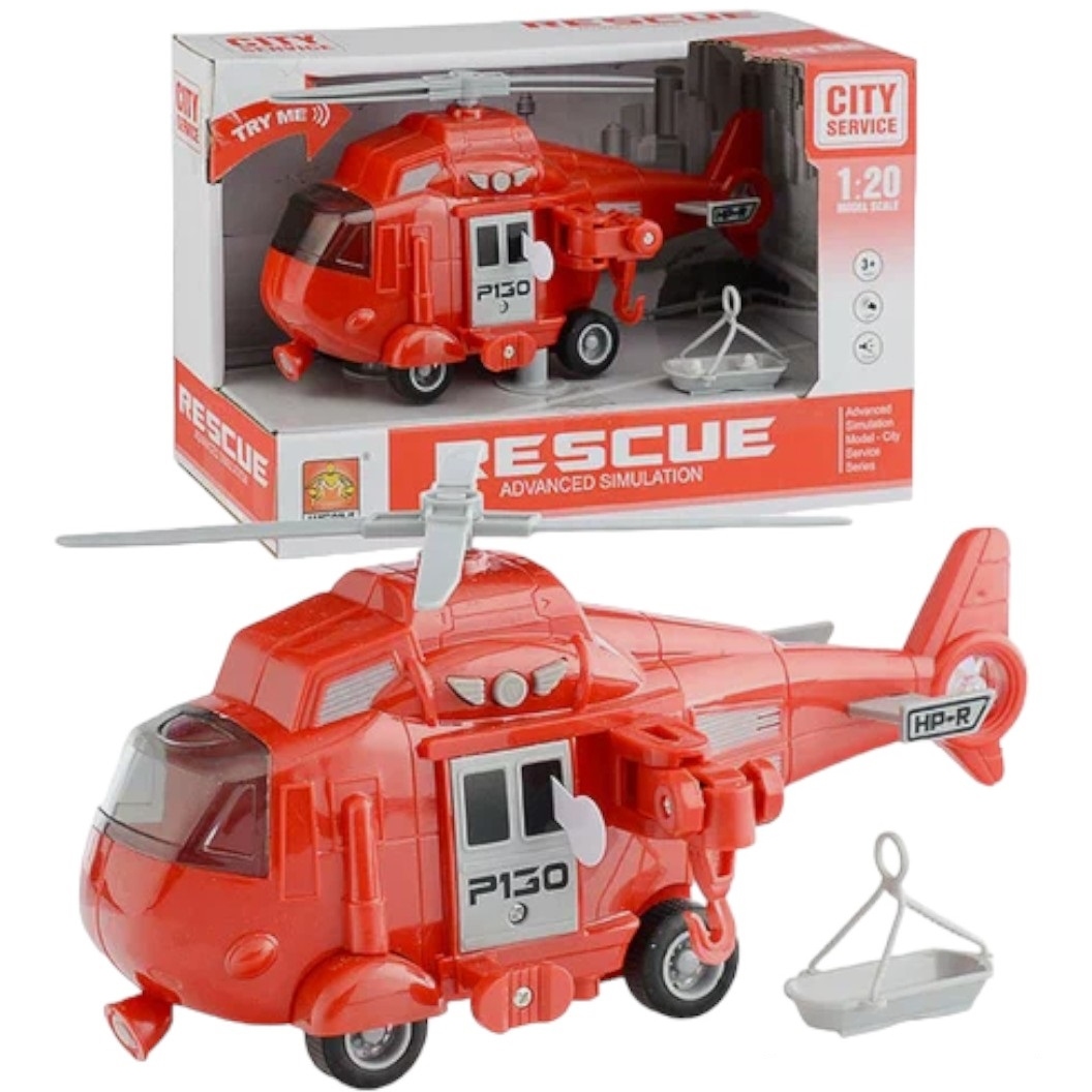 Вертолет "Пожарный спасатель" (свет, звук, 27.5х10х12 см)