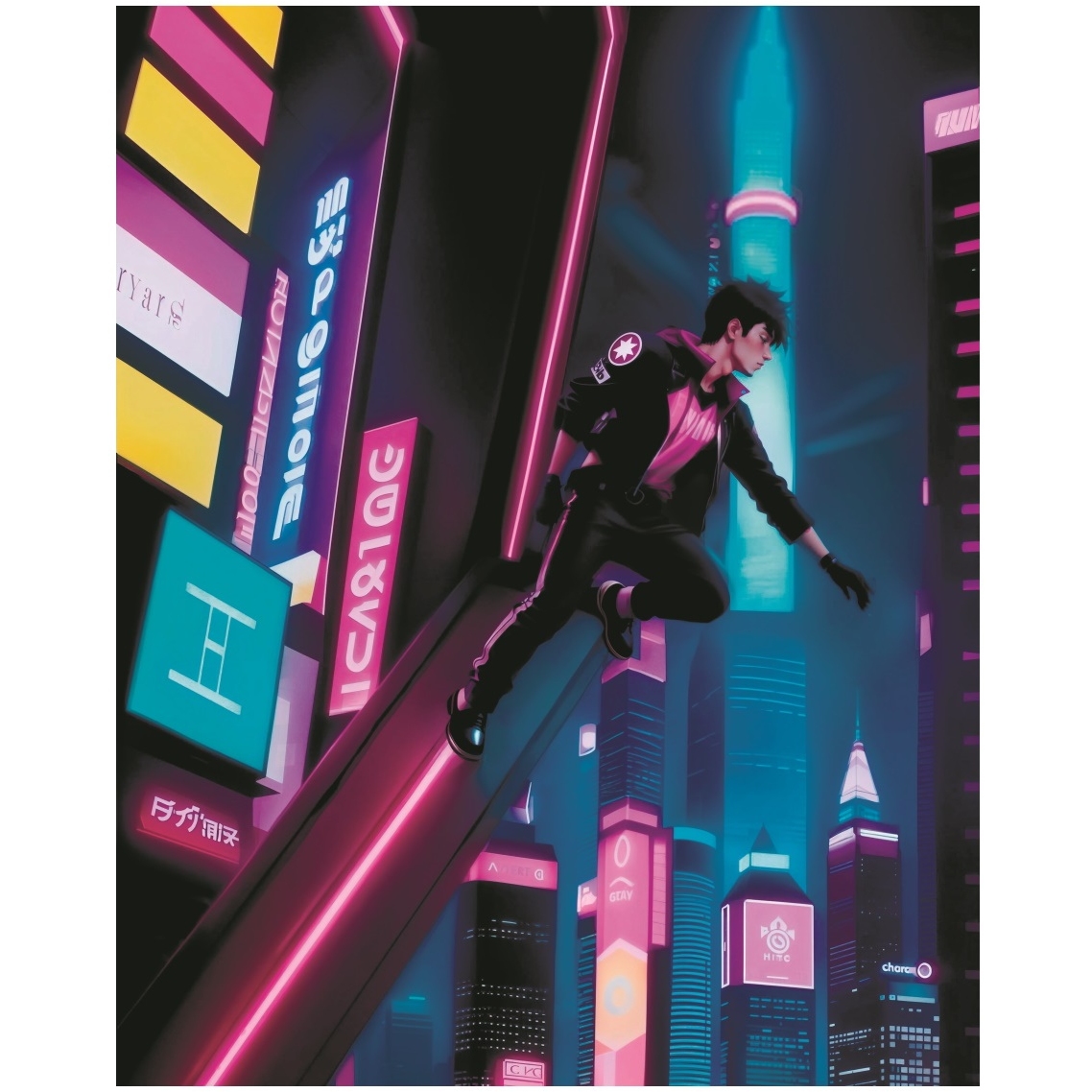 Картина по номерам "Паркур в кибер-городе" (40х50 см)