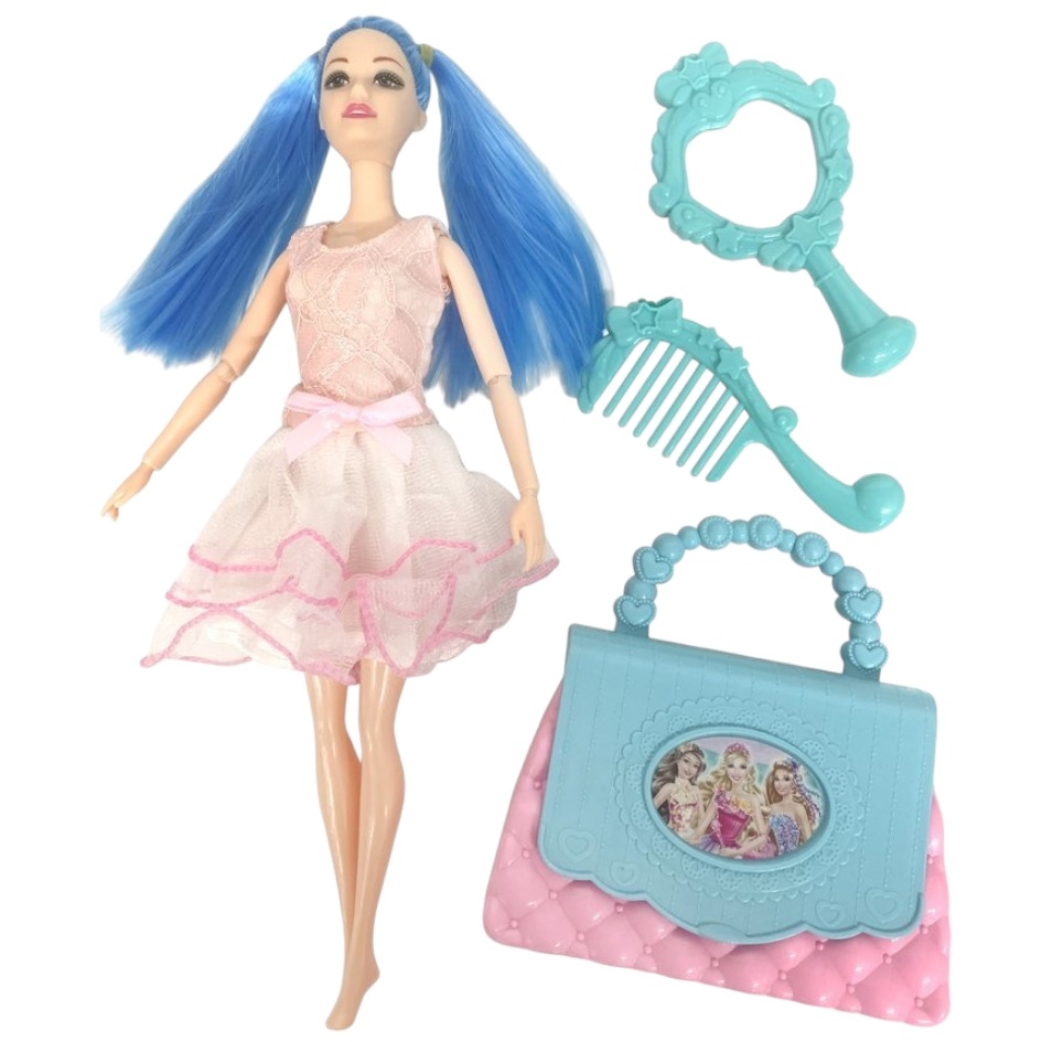 Кукла "Милашка" с синими волосами (3 предмета, 28 см)