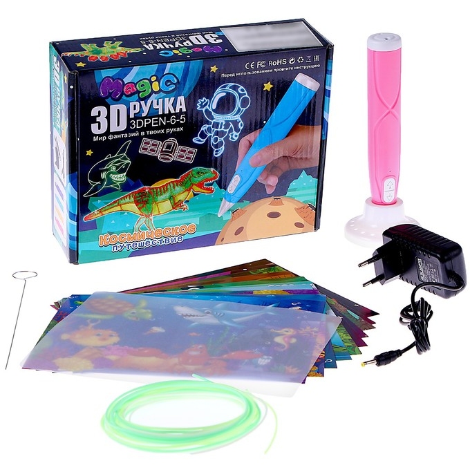 3D ручка, набор PCL пластика светящегося в темноте, мод. PN013, цвет розовый 9755265