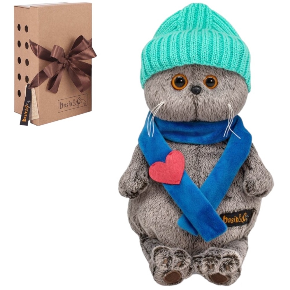 Мягкая игрушка "Басик в шапке и шарфе с сердечком", 19 см Ks19-250 10344107