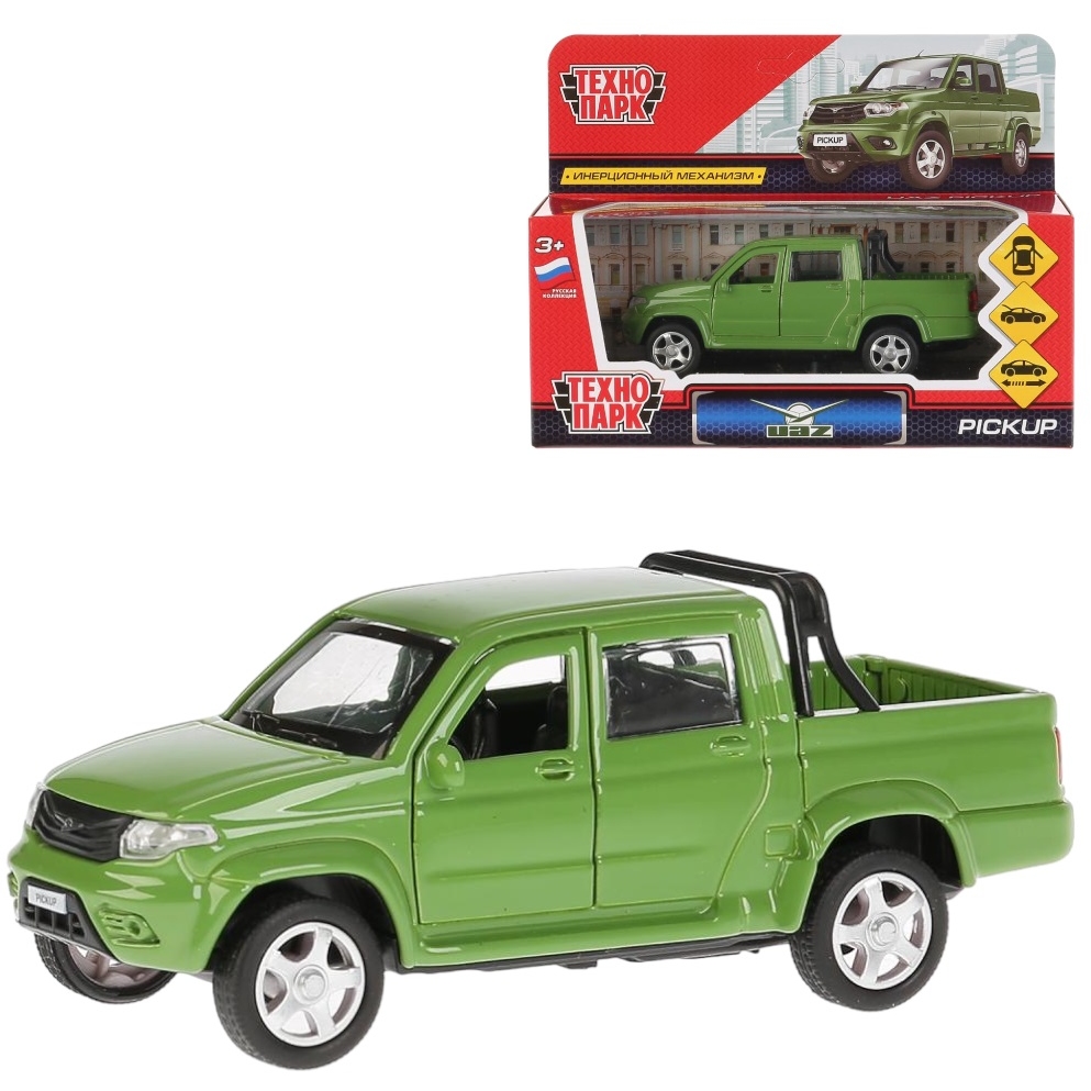 Машина Технопарк Uaz Pickup (металл, зеленый, 12 см)