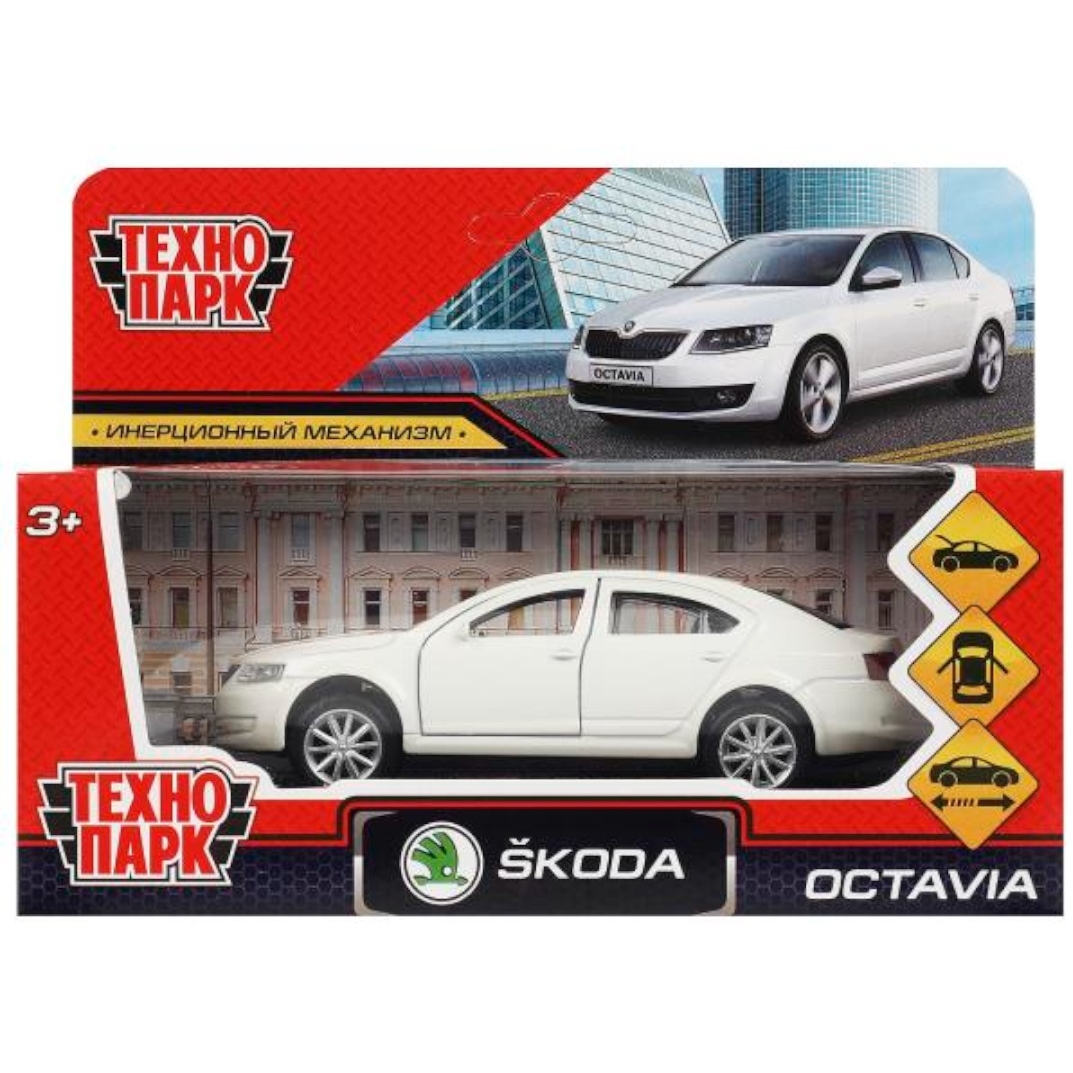 Машина Технопарк Skoda Octavia (металл, белый, 12 см)