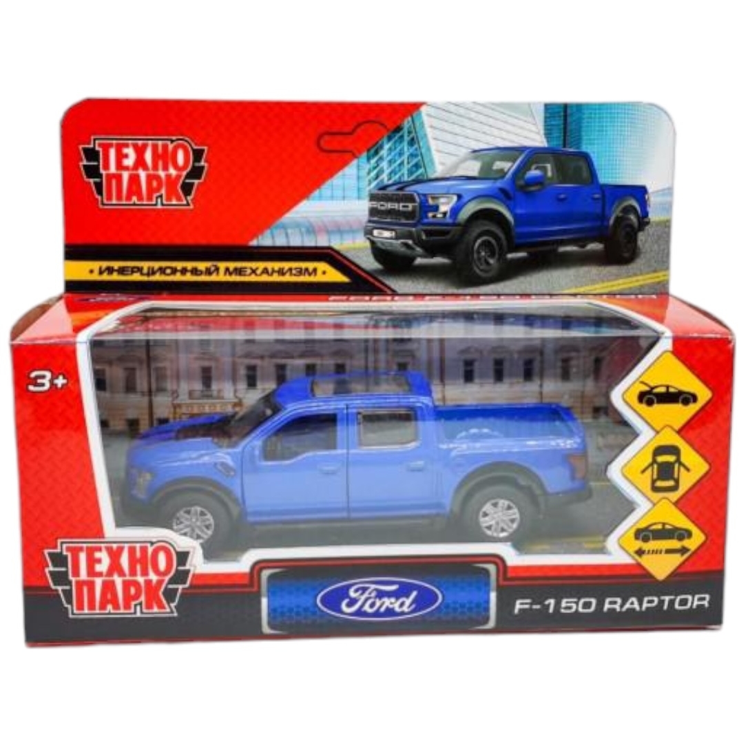 Машина Технопарк Ford F-150 Raptor (металл, синий, 12 см)