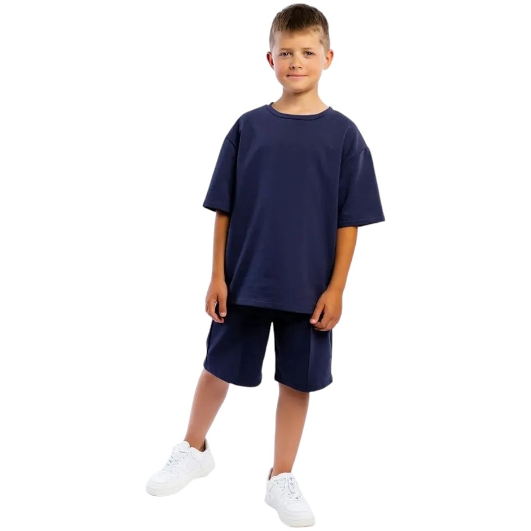 Комплект 134-140 Темно-синий футболка +шорты 7424320104