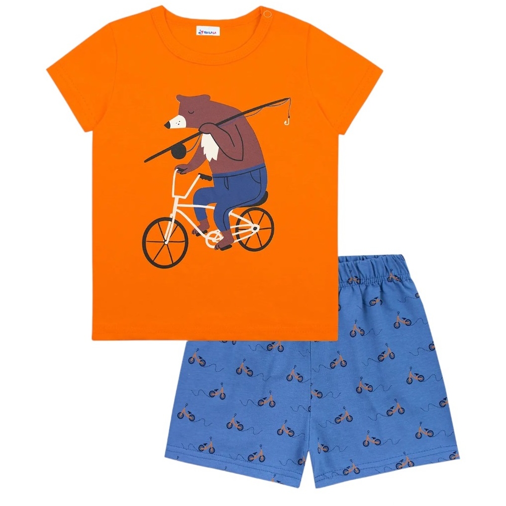 Комплект д/м 92-98 Мишка рыбак футболка +шорты оранжевый 7941100111