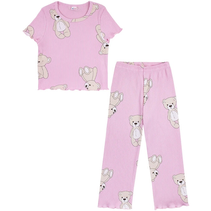 Пижама д/д 104-110 Мишки футболка +брюки кашкорсе розовый 7750400101