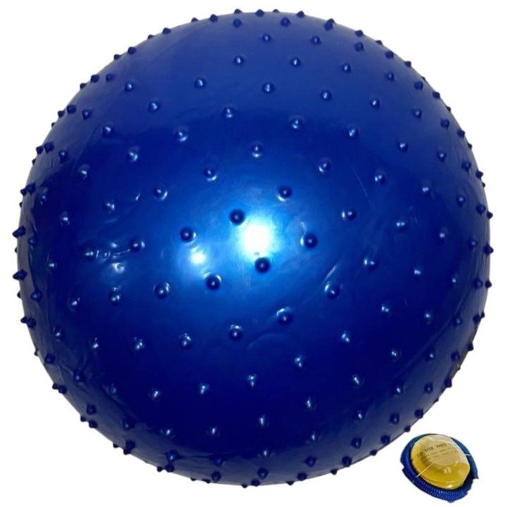 Мяч Фитнес Х- Match 55 см. с шипами массажный, ПВХ, синий, насос в компл. 649227