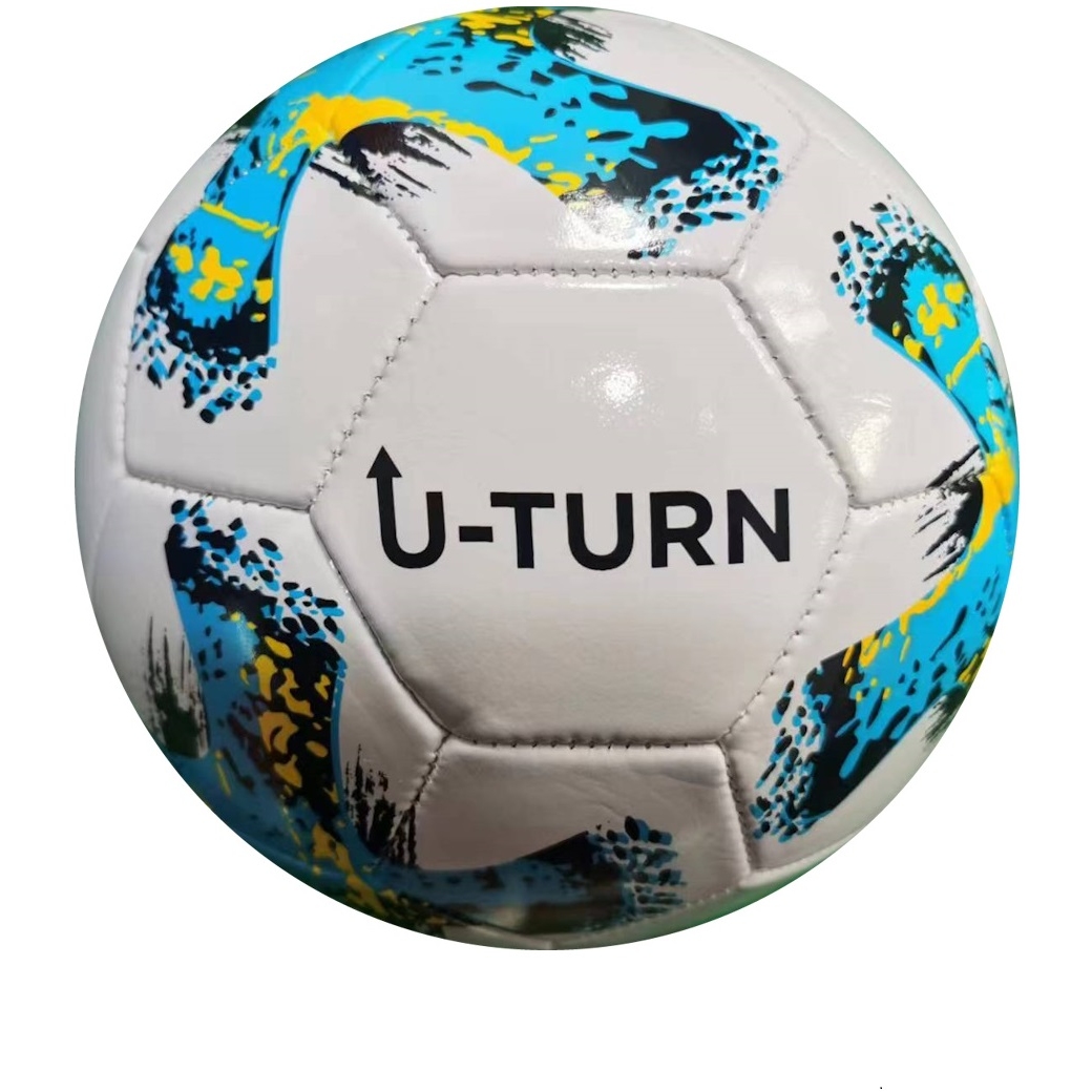 Мяч футбольный, белый с голубым, PVC, №5см., окружность 68-70, 280-300гр. (Арт. МБ-2415) МБ-2415