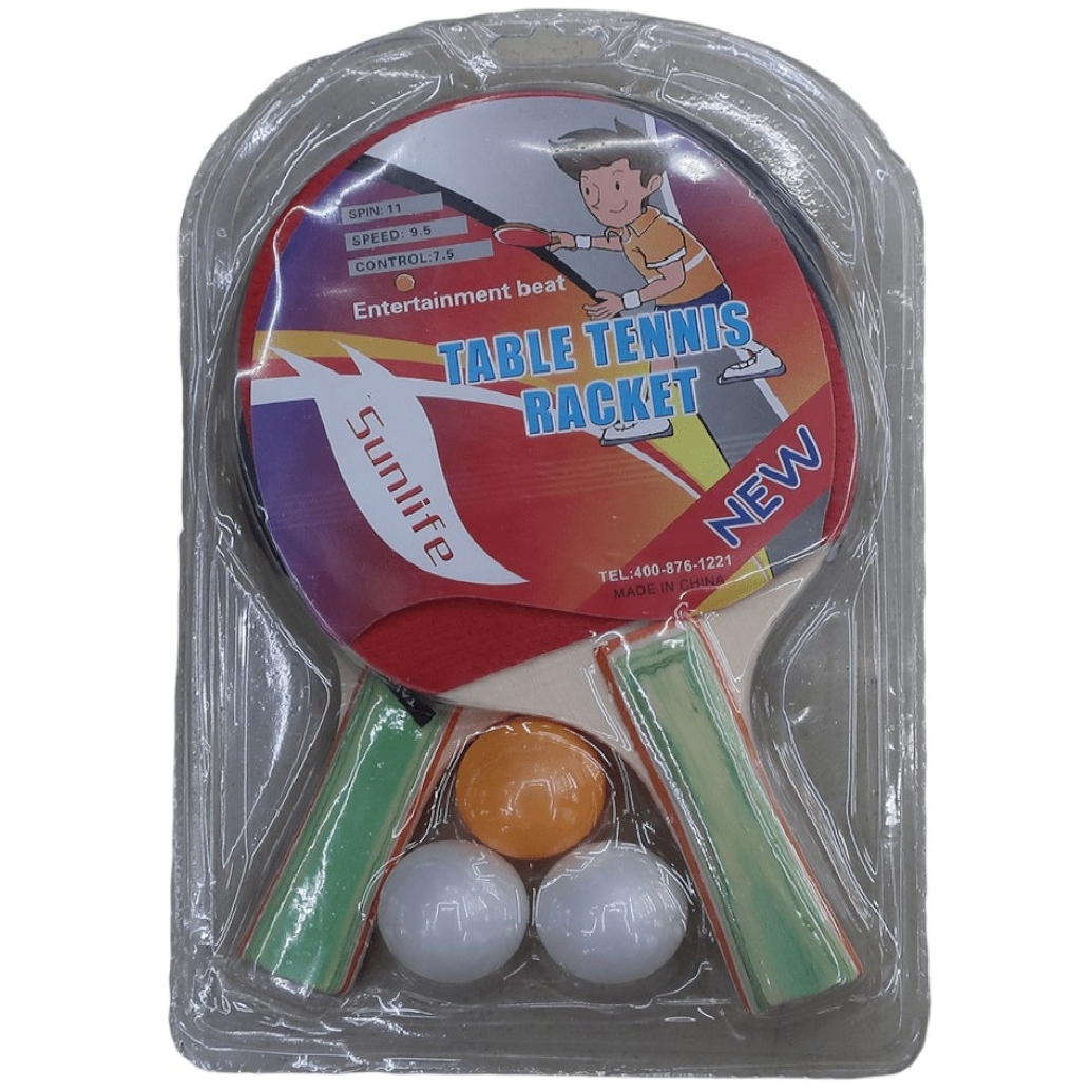 Набор для игры в настольный теннис (2 ракетки, 3 шарика)толщина 7мм, в блистере Арт. AN01001