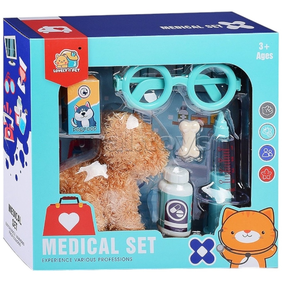 Игровой набор "Питомец Щенок" с набором доктора, 6 предметов, в коробке 832-188