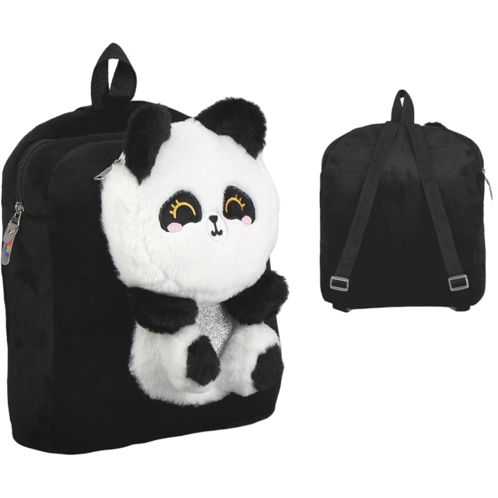 Рюкзак детский плюшевый "Панда", цвет черный 10225146