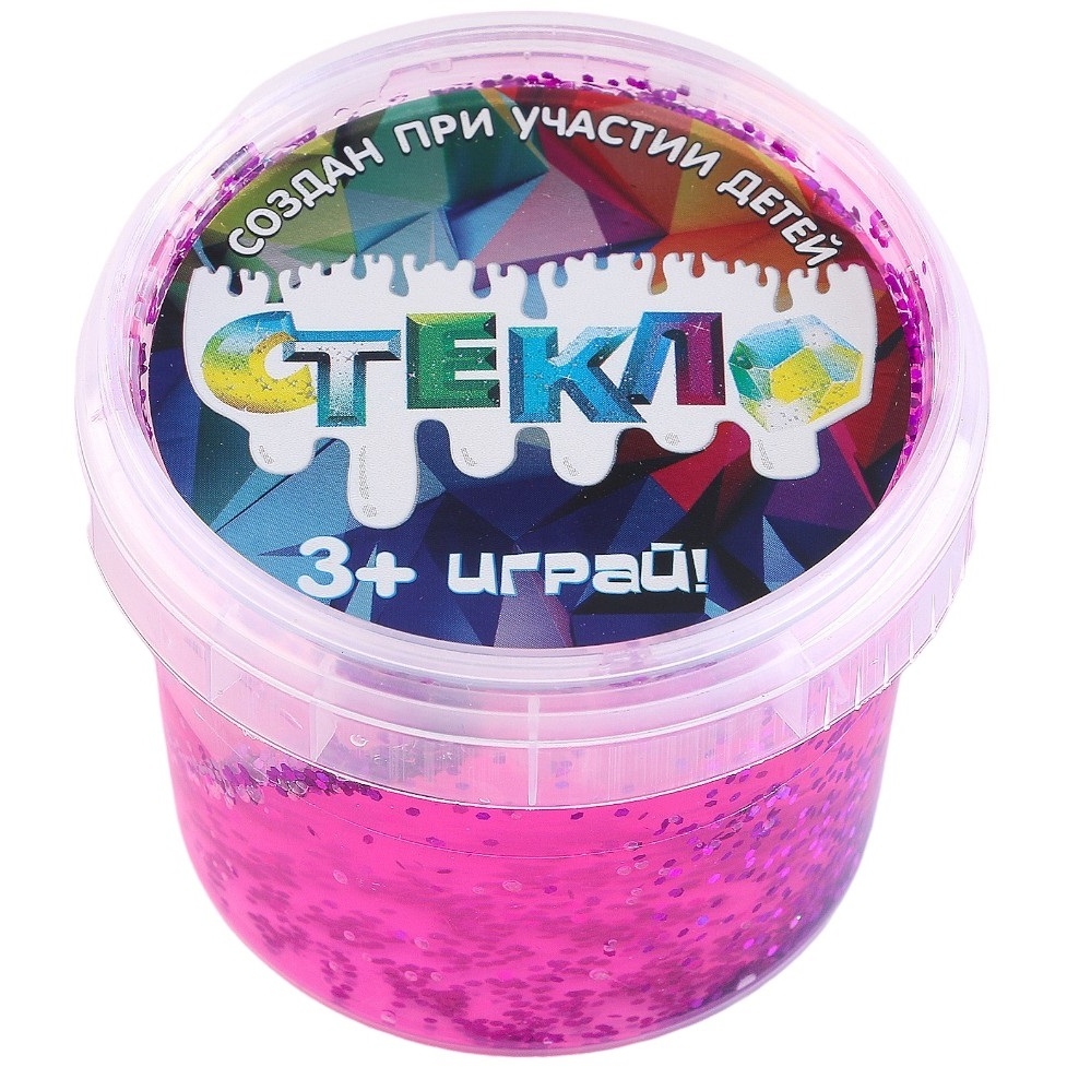 Слайм "Стекло" с фиолетовыми крупными блестками 6988356