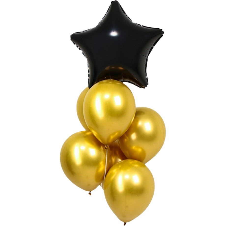 Букет из воздушных шаров "Звезда" золото хром, набор 7 шт. 9943200