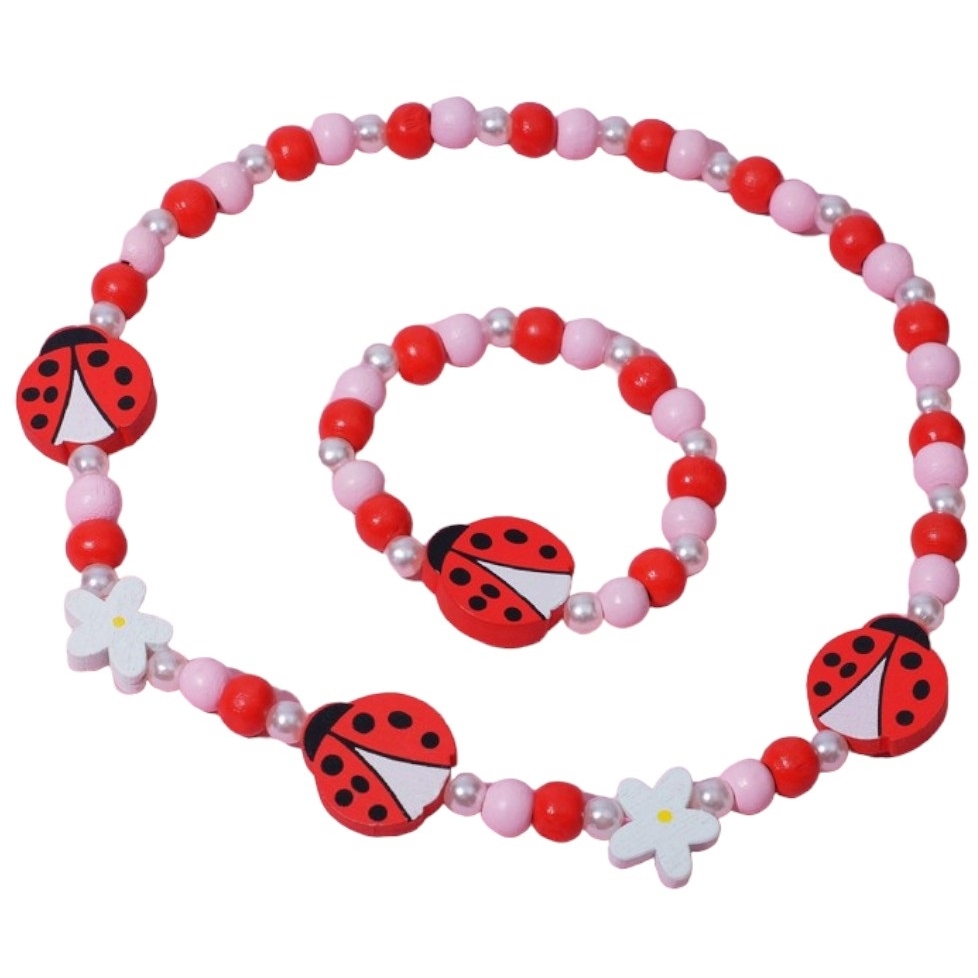 Набор детский "Выбражулька" 2 пред-та: бусы, браслет, божьи коровки в цветах, цветной 7054266