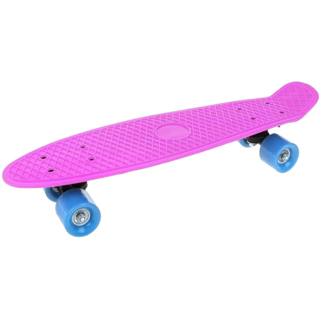 Скейтборд пласт. 55x15 см, PVC колеса без света с пластмассовым креплениям, розовый 636245