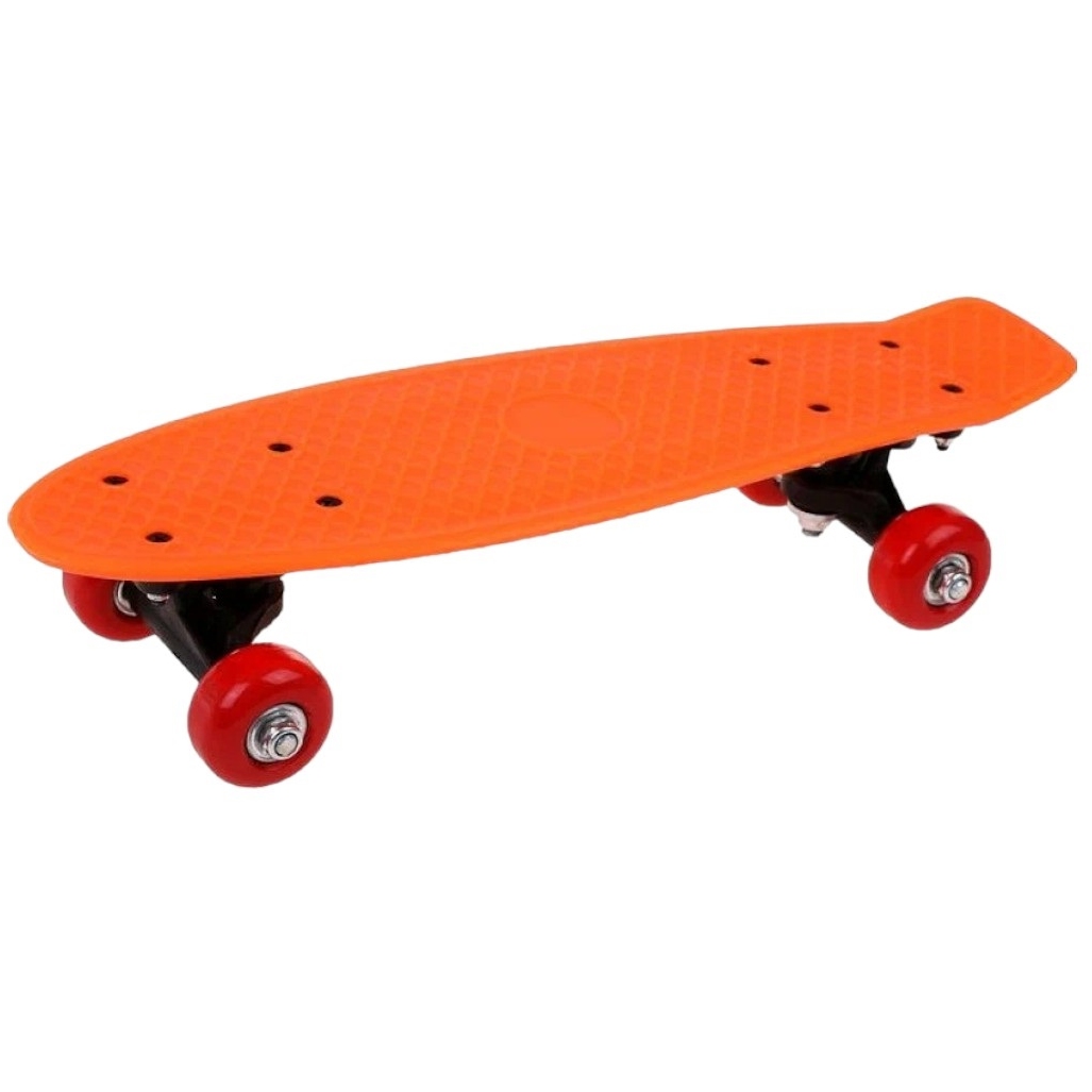 Скейтборд пласт. 55x15 см, PVC колеса без света с пластмассовым креплениям, оранжевый 636245