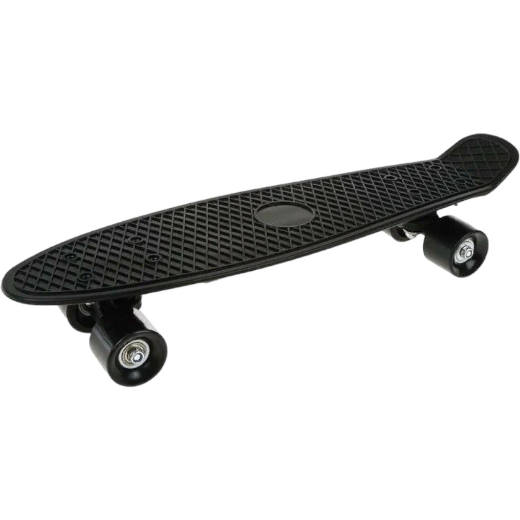 Скейтборд пласт. 55x15 см, PVC колеса без света с пластмассовым креплениям, чёрный 636245