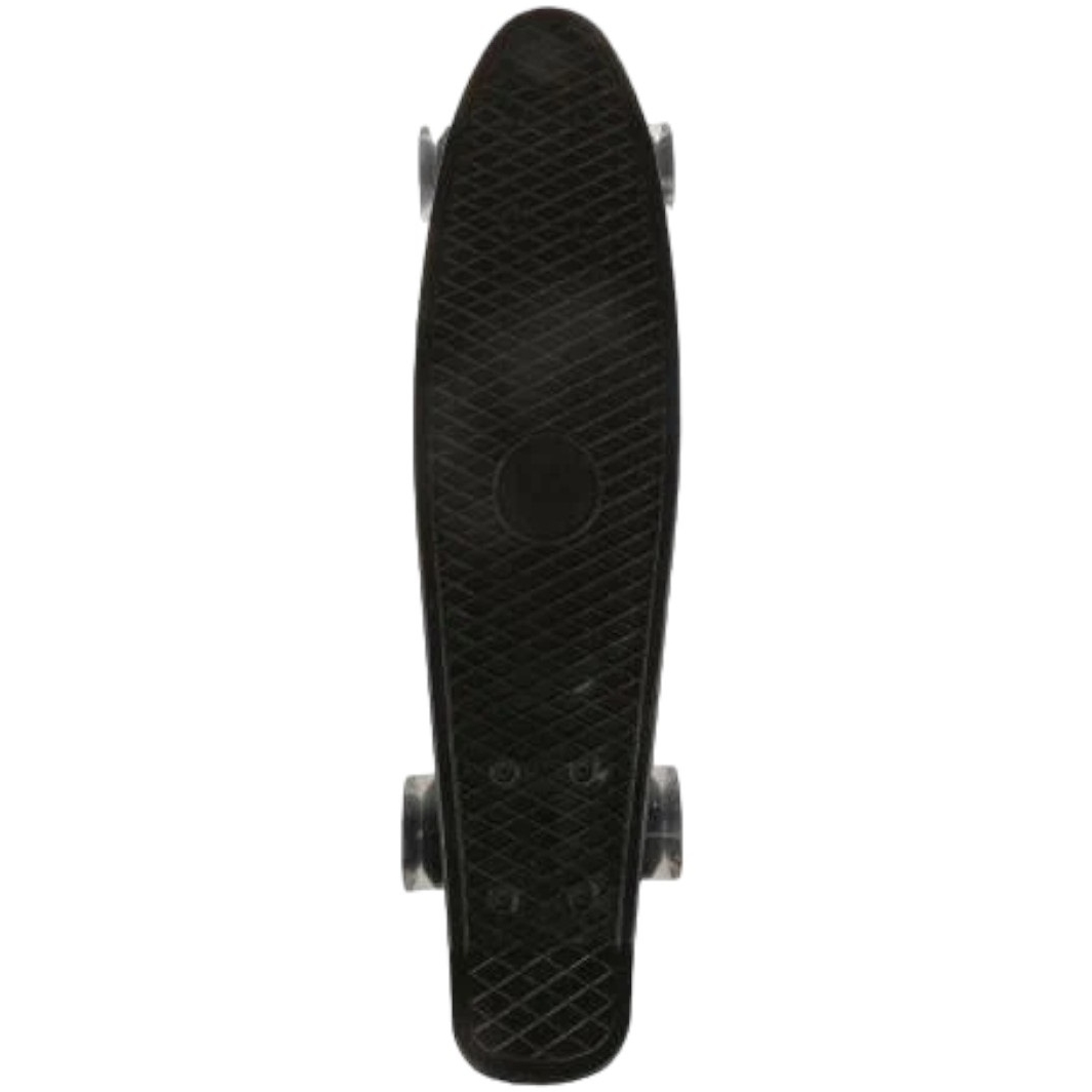 Скейтборд пластик 56 см, колеса PU со светом, крепления алюмин., черный 636146
