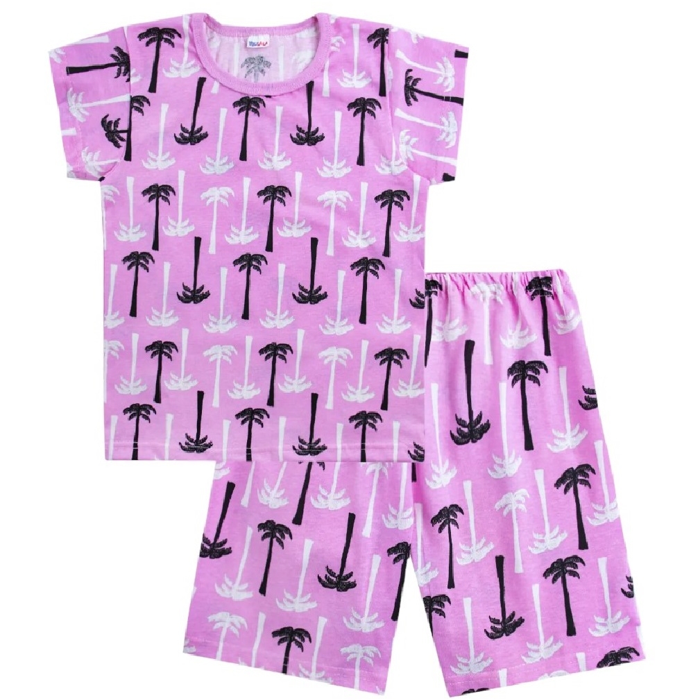 Пижама д/д 92-98 Пальмы футболка +шорты розовый 0332100802