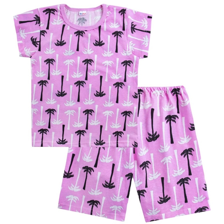 Пижама д/д 104-110 Пальмы футболка +шорты розовый 0332100802