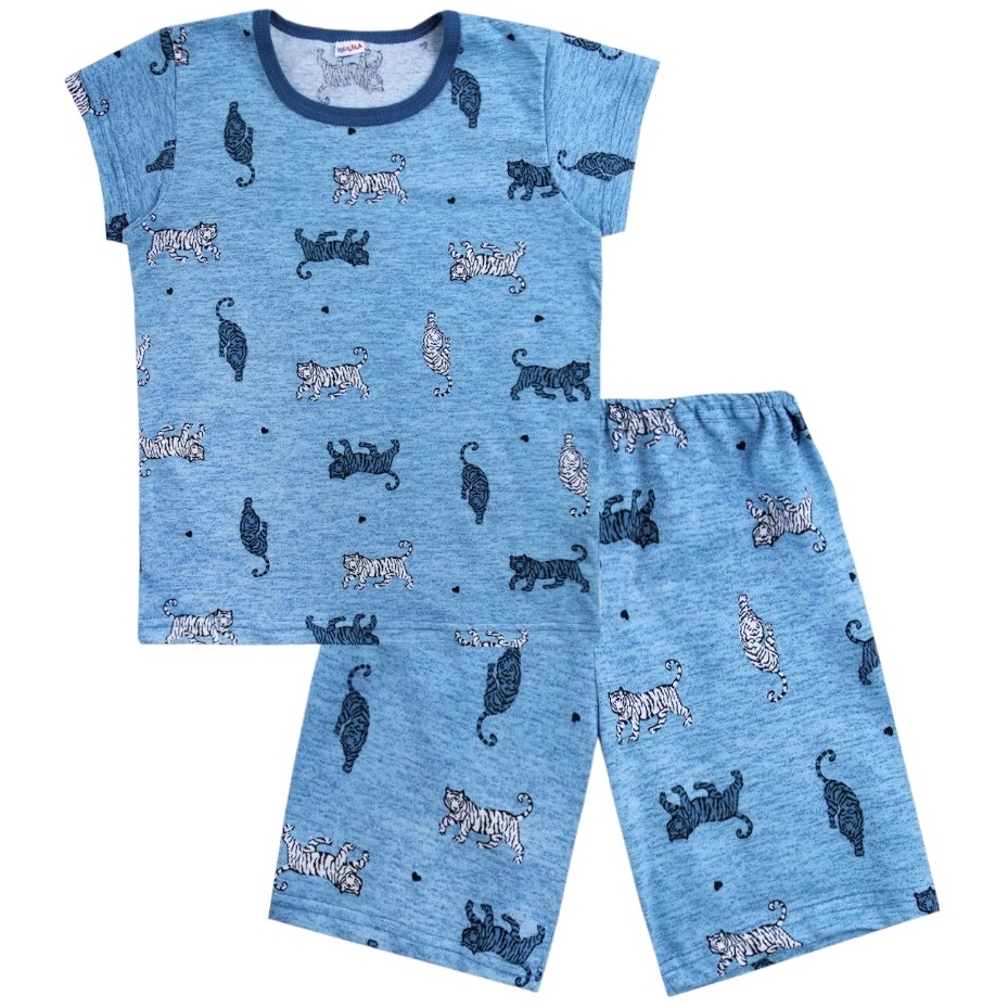 Пижама 110-116 Тигры футболка +шорты голубой 0332100803