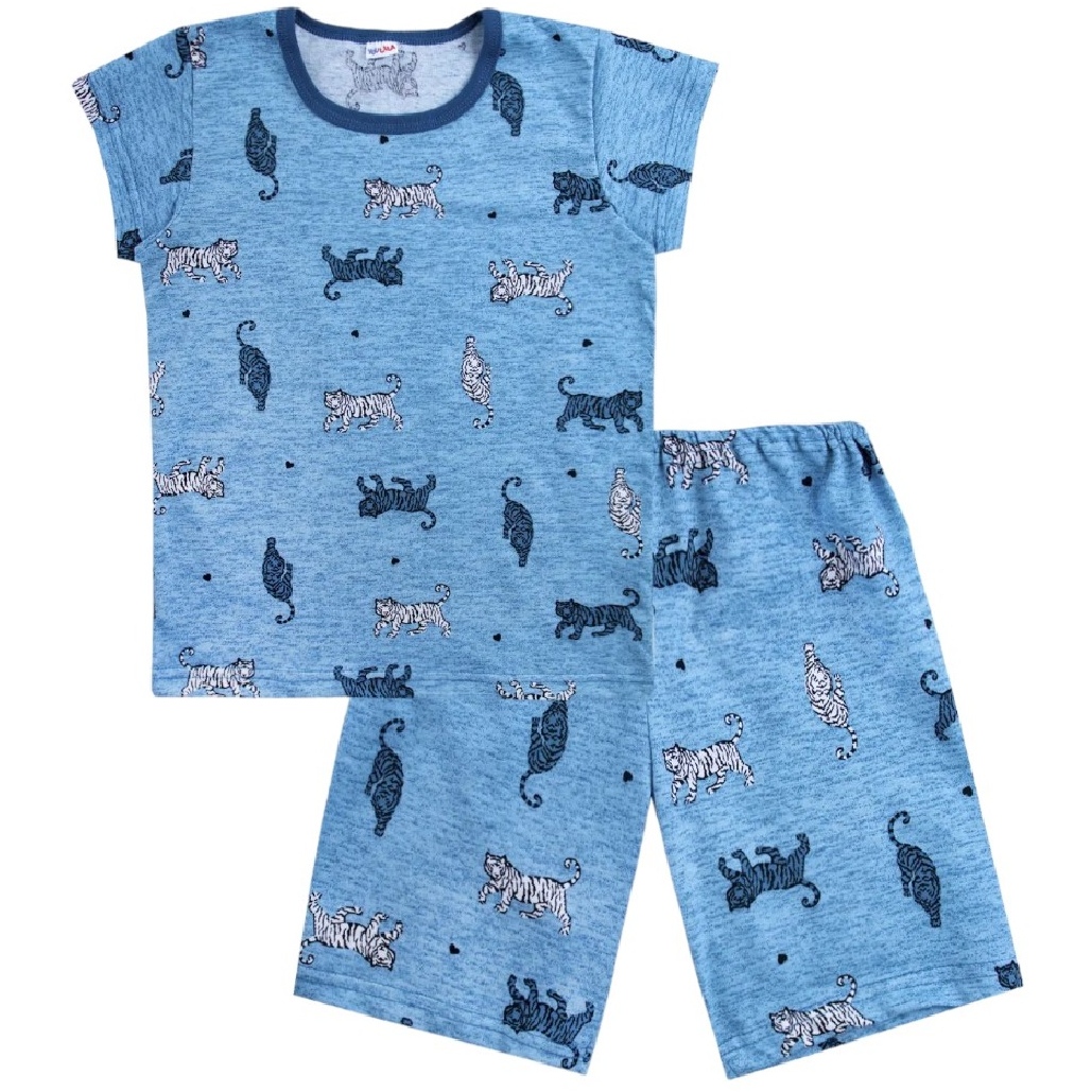 Пижама 122-128 Тигры футболка +шорты голубой 0332100803