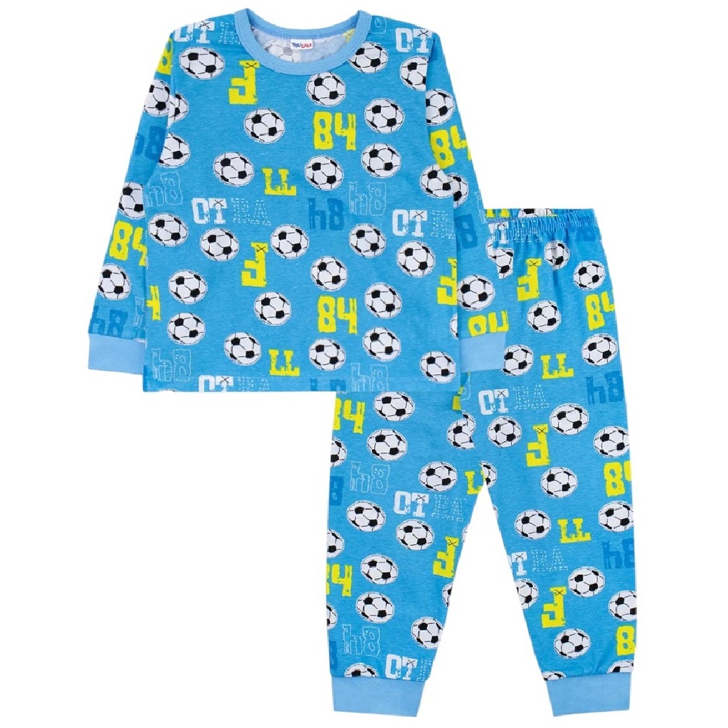 Пижама д/м 110 Футбольные мячи джемпер +брюки голубой 0936100903