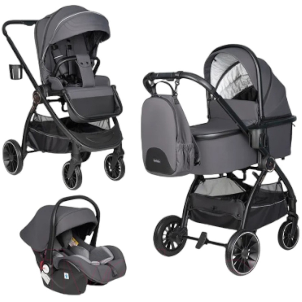 Коляска модульная 3в1 Farfello Camille (Grafite/Графит BB-01) BB-01