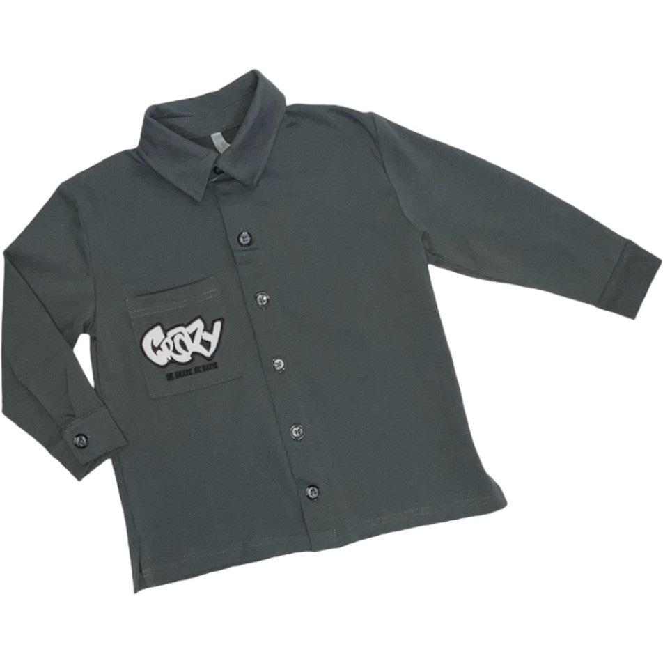 Рубашка д/м 110 CRAZY на кнопках графит 0022_ЛС24