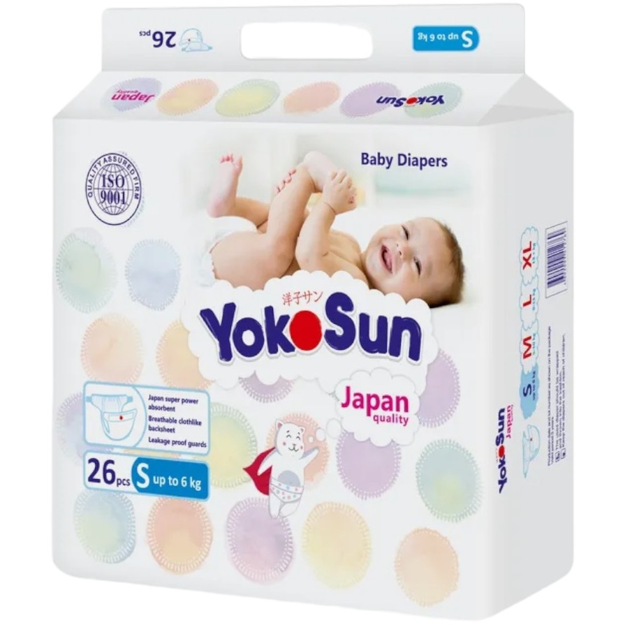 Подгузники YOKOSUN S (до 6 кг) 26 шт