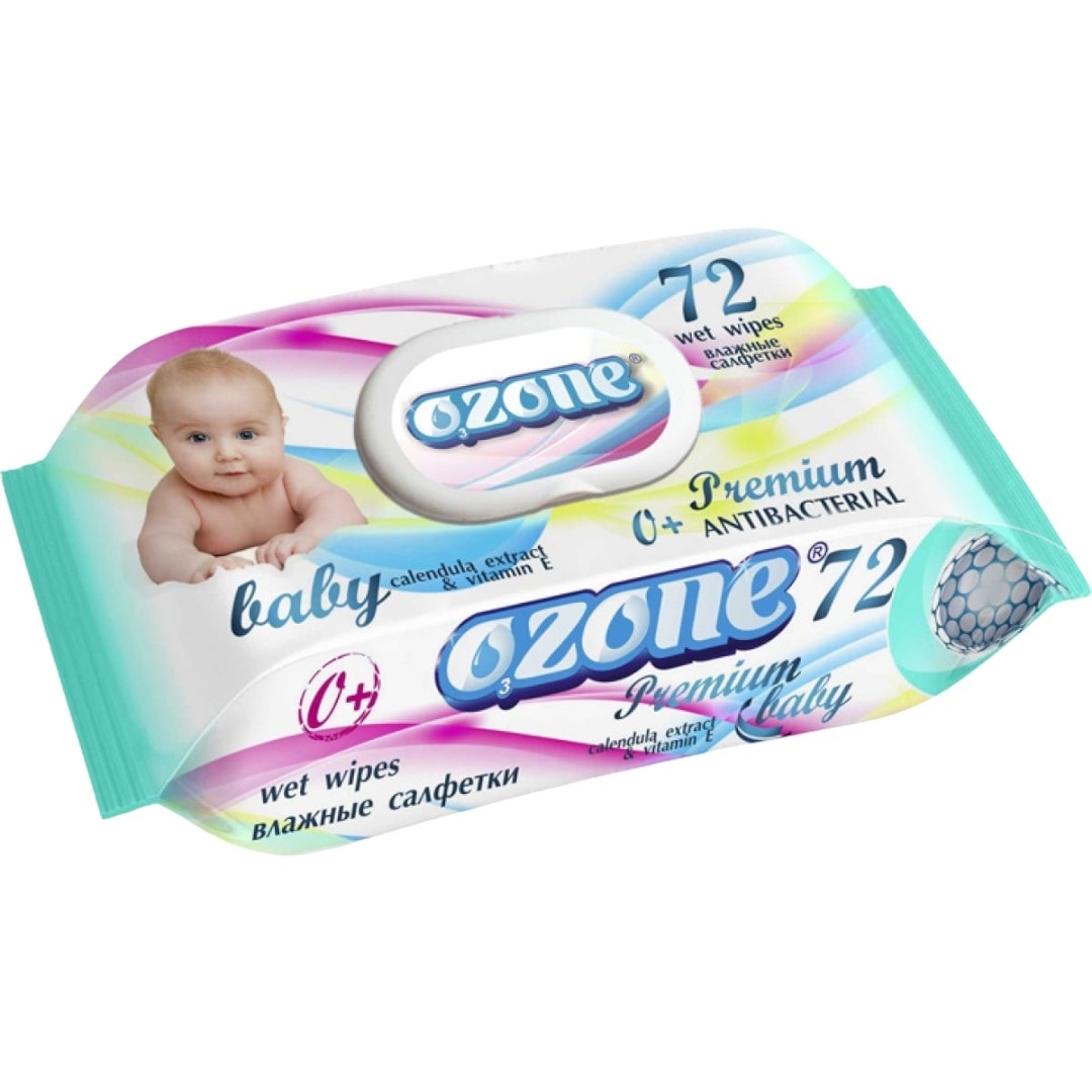 САЛФЕТКИ ВЛАЖ.ТМ OZONE Д/ДЕТЕЙ С ЭКСТРАКТОМ КАЛЕНДУЛЫ PREMIUM 72 ШТ С КЛАП