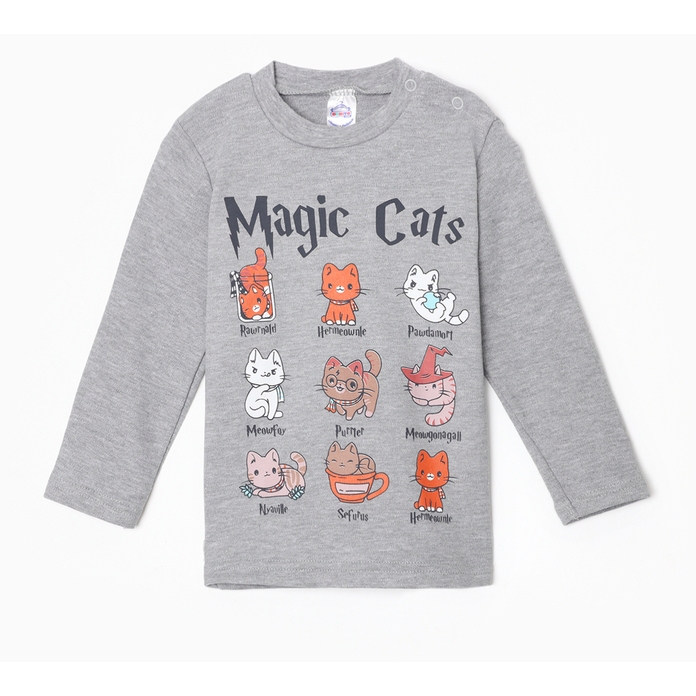 Лонгслив д/д 86 MAGIC CATS серый меланж 10201753