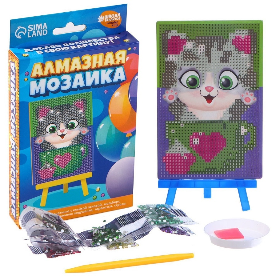 Алмазная мозаика "Котик" (10х15 см)