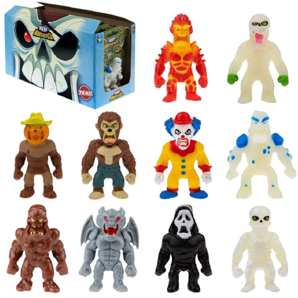 1toy MONSTER FLEX MINI тянущаяся фигурка 7см, 20 видов в ассортименте, блистер 14х10,5см, 10 шт в д/б Т21688