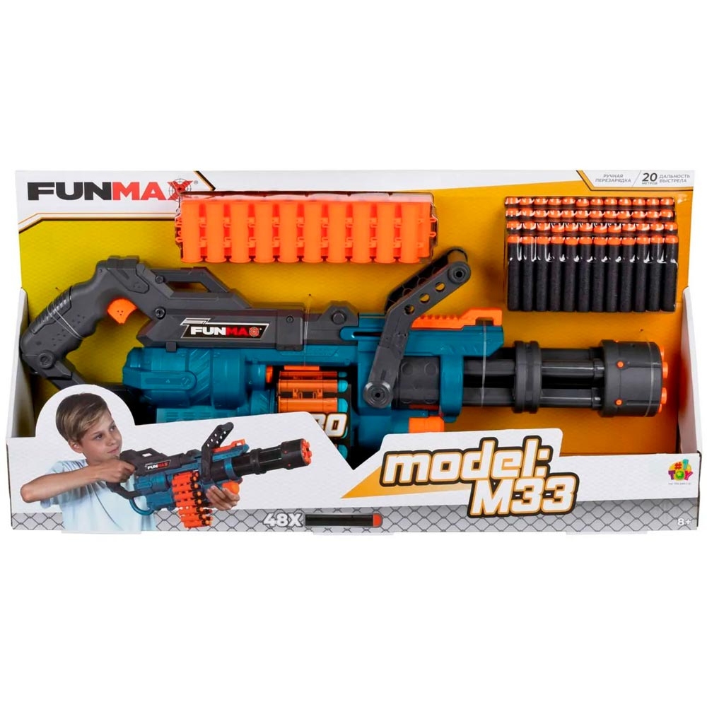 1toy Funmax "M33" бластер механич., лента на 30 выстрелов, в компл. 48 EVA снарядов Т24252