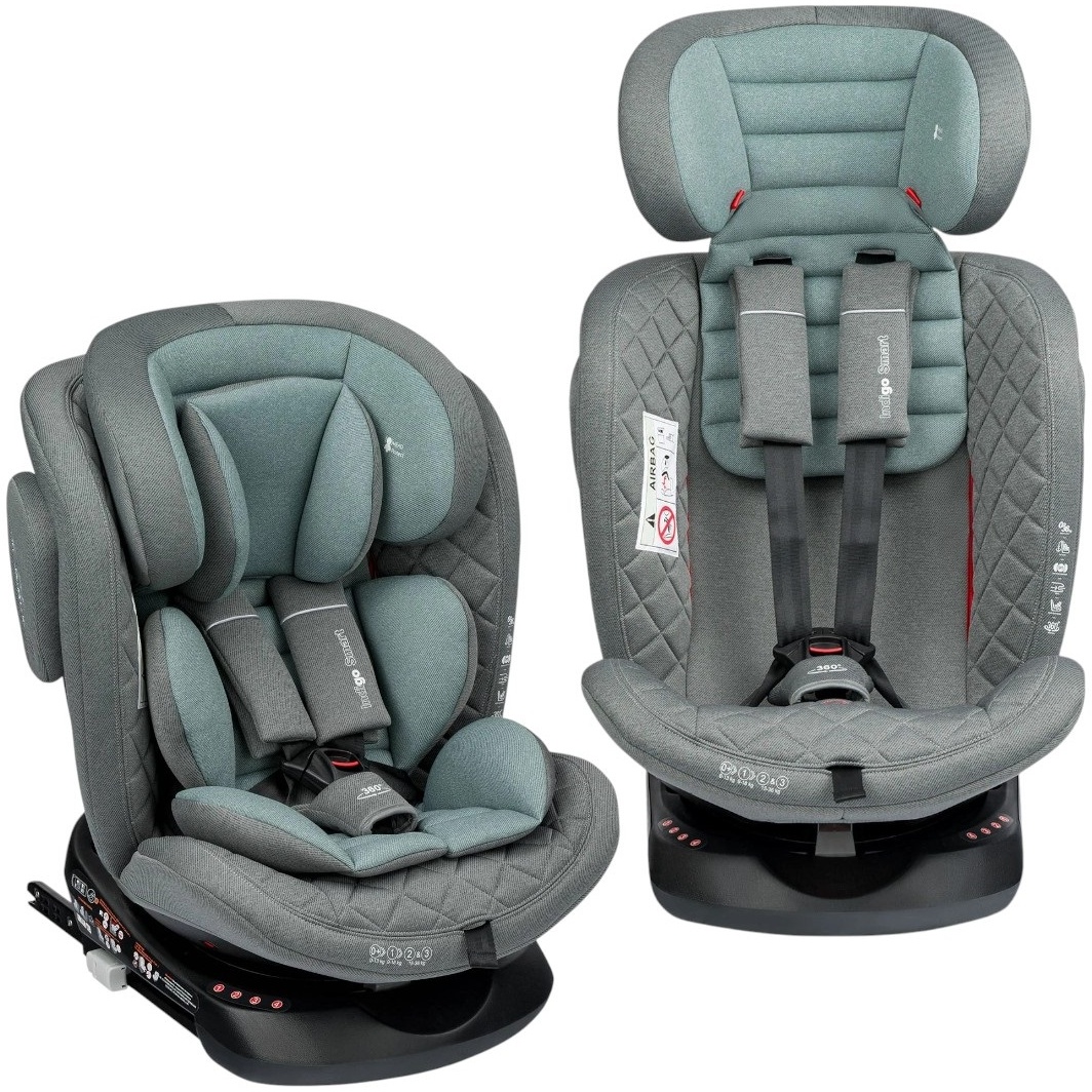 Автокресло 0-36 кг Indigo SMART ISOFIX (серый-зеленый)