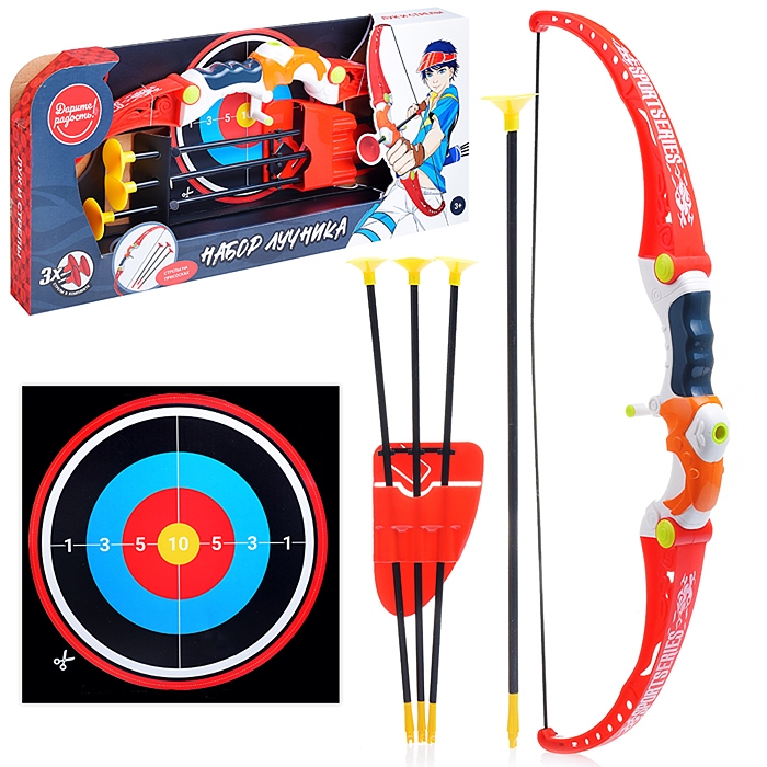 Набор Лучник (лук с мишенью и стрелами, на присосках) в коробке 