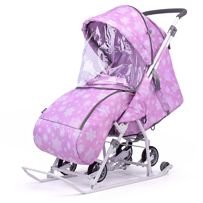 Коляска комбинированная "Наши детки 3-1К" (со снежинками на сиреневом) НДТ3-1К/СН