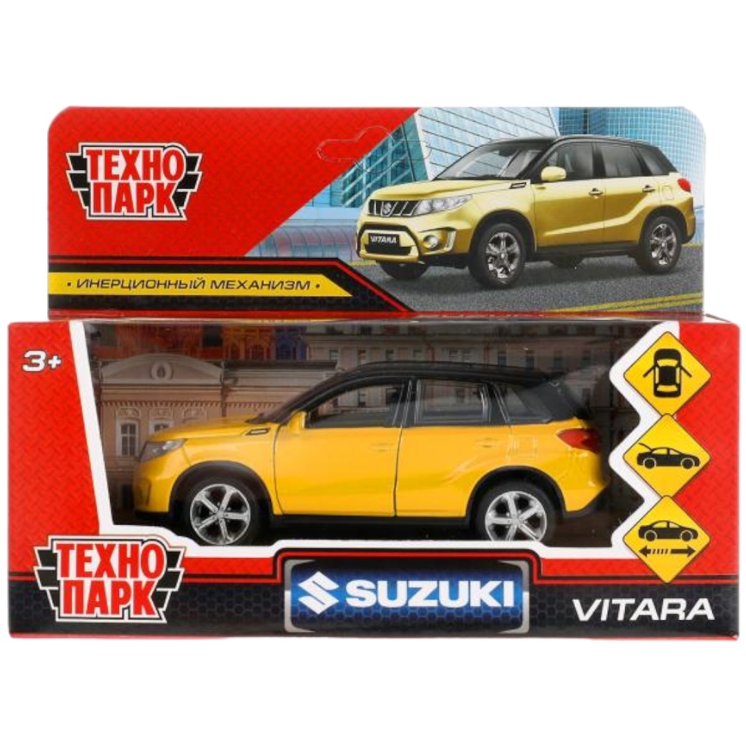 Машина металл SUZUKI VITARA S 2015 12 см, двери, багаж, инер, золотой, кор. Технопарк в кор.2*36шт VIТАRА12GDВК